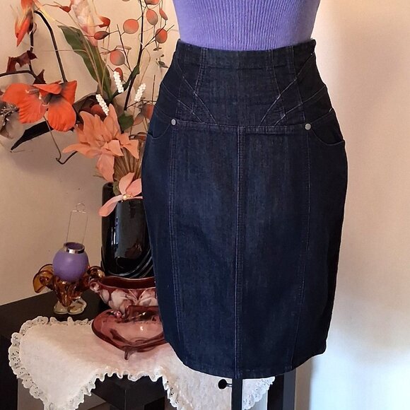 NWOT Kensie Navy Blue Chic Short Denim Skirt Women’s Fall Winter Jean Skirts - Picture 2 of 9